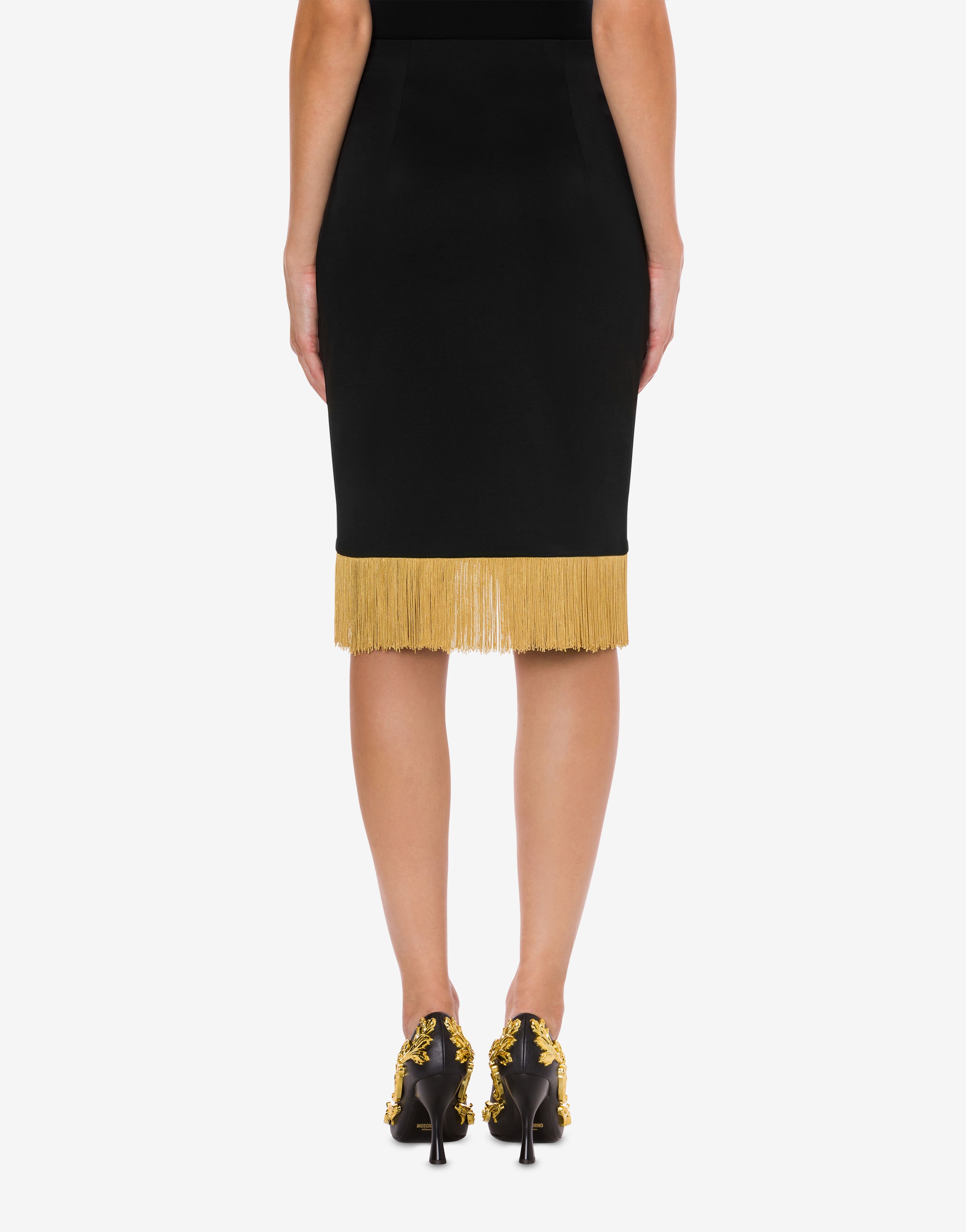 STRETCH ORGANZINE SKIRT WITH FRINGING - 3