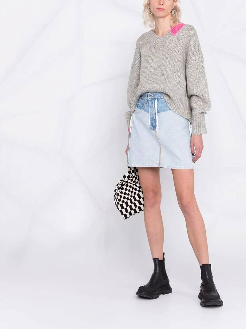Helmut Lang inside-out denim skirt outlook