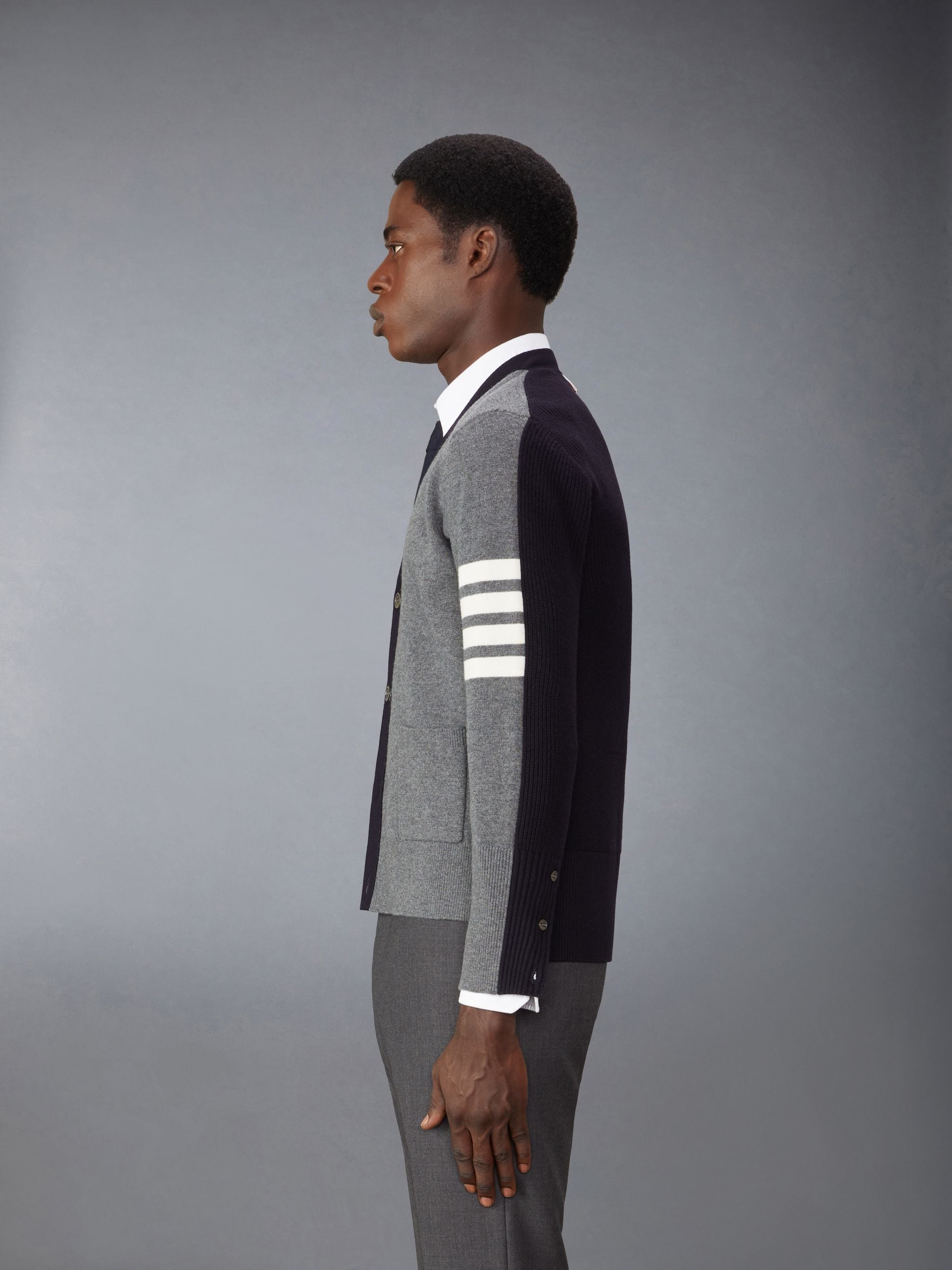 Merino Wool 2 in 1 Half 4-Bar Cardigan - 3