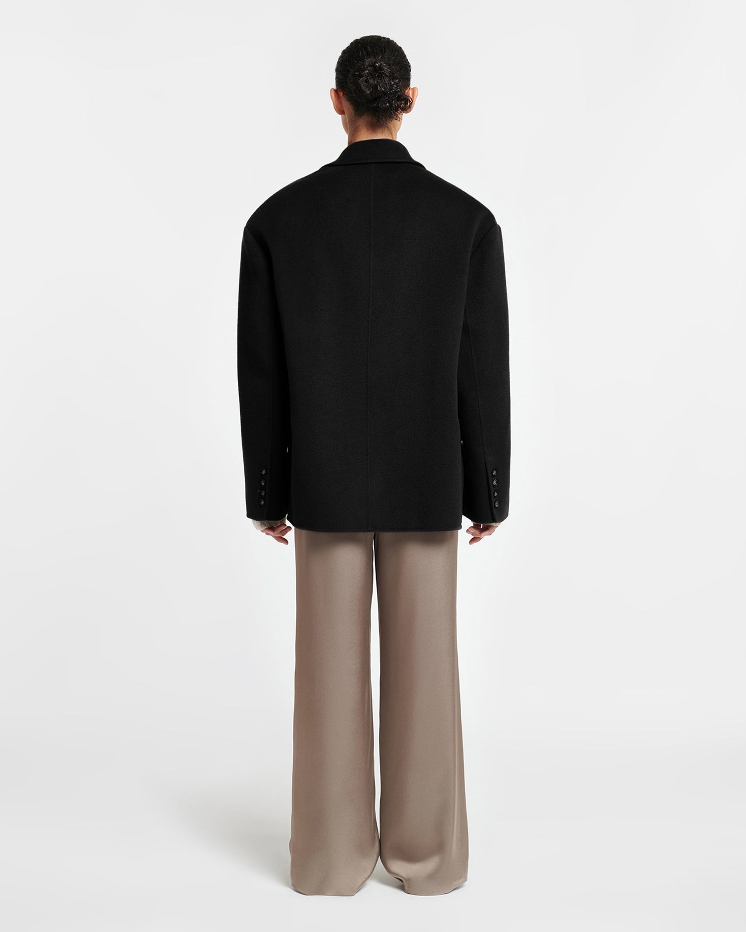 Double Wool And Silk Blend Boxy Blazer - 4