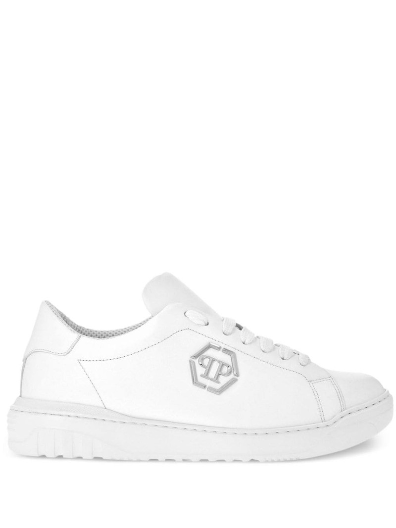 logo-appliquÃ© leather sneakers 1