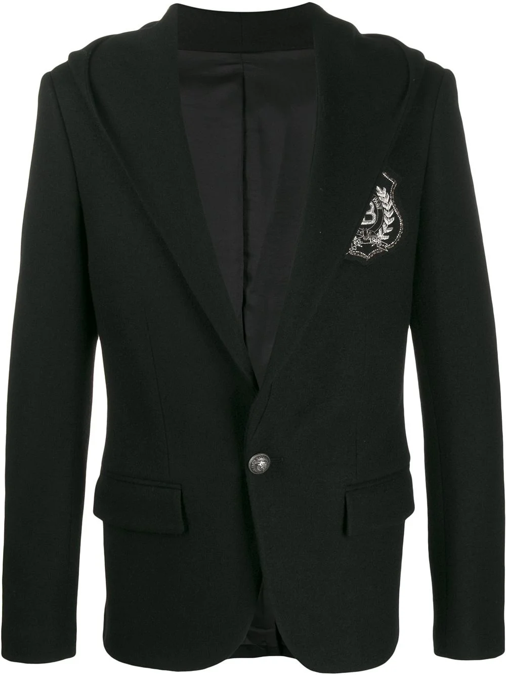 hooded logo patch blazer - 1