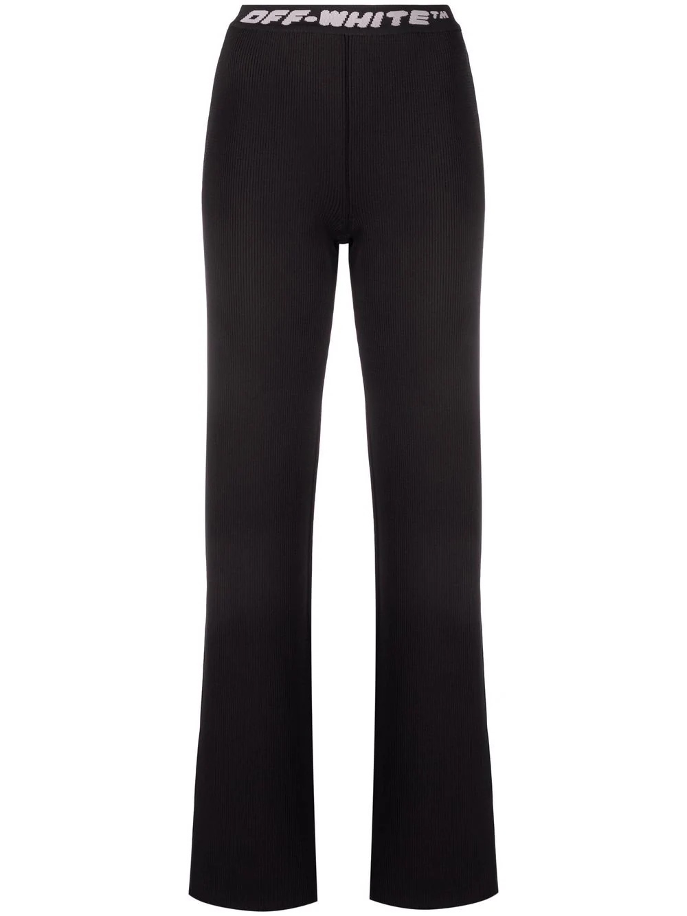 logo-tape ribbed-knit trousers - 1