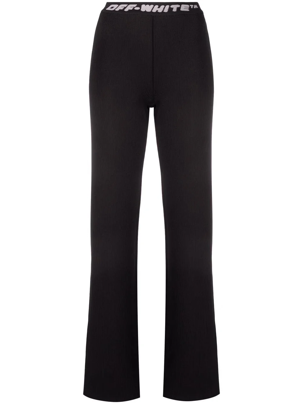 logo-tape ribbed-knit trousers - 1