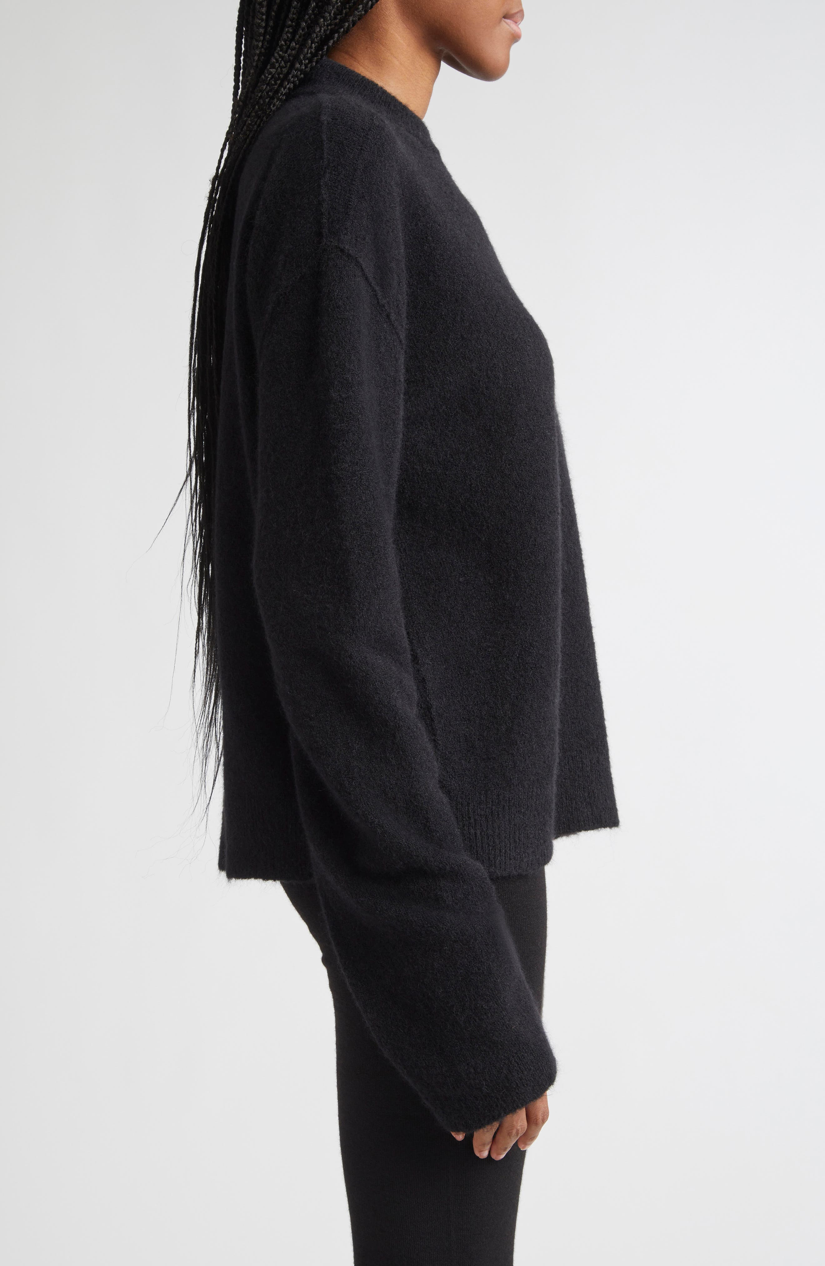 Rick Owens Tommy Alpaca & Wool Blend Sweater in Black at Nordstrom - 4