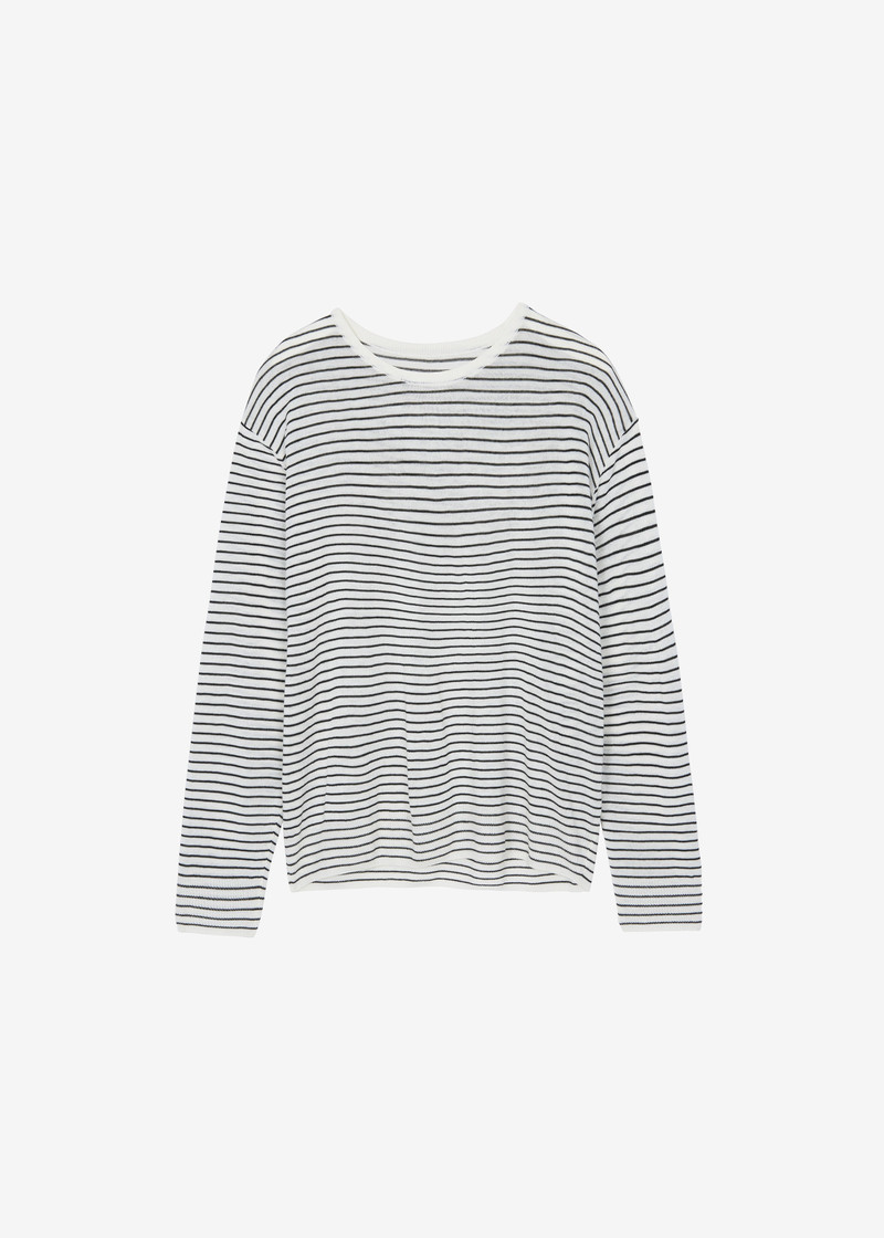 Iven Knit Pullover - White/Black Stripe 1