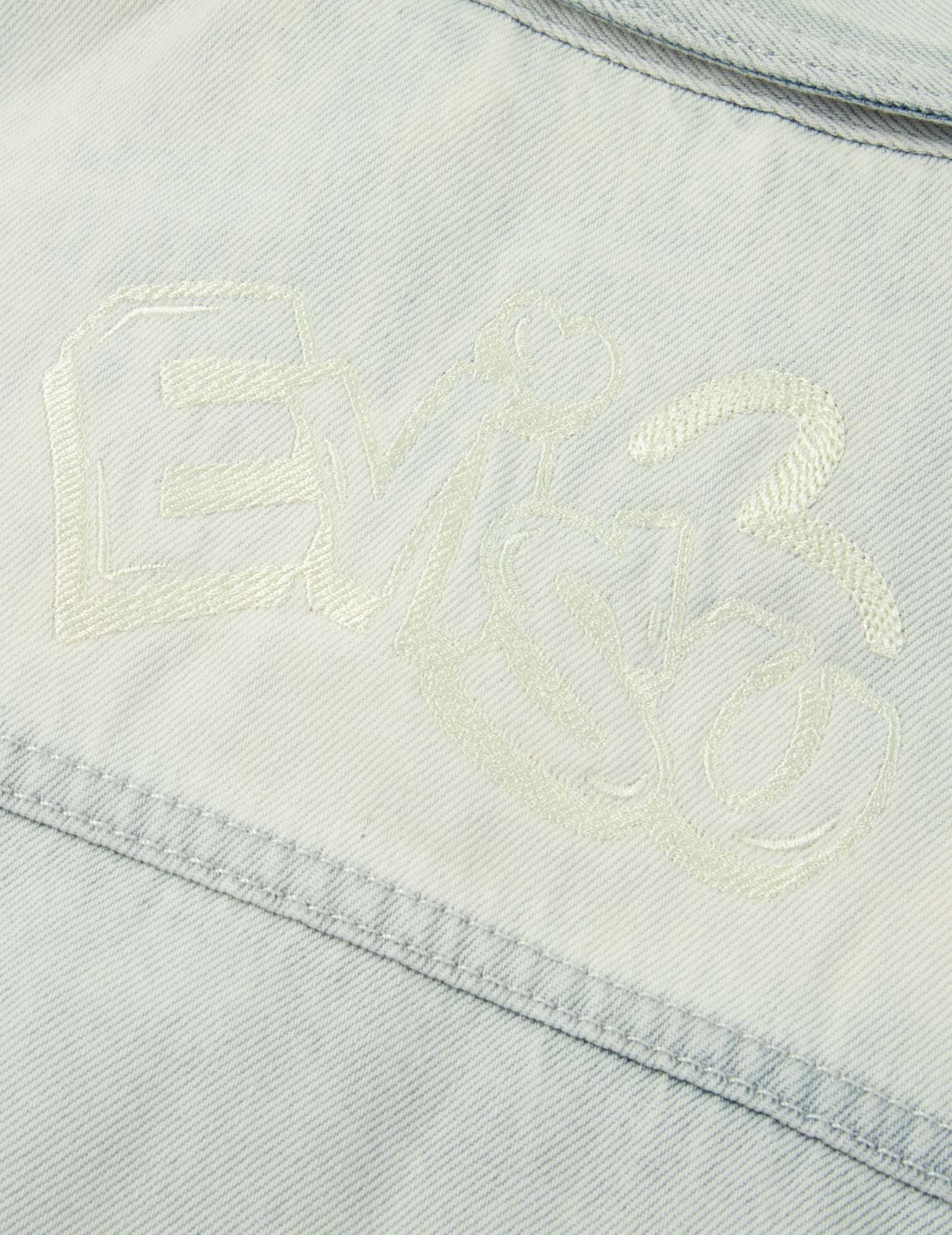 LOGO EMBROIDERY BLEACHED DENIM WAISTCOAT - 10