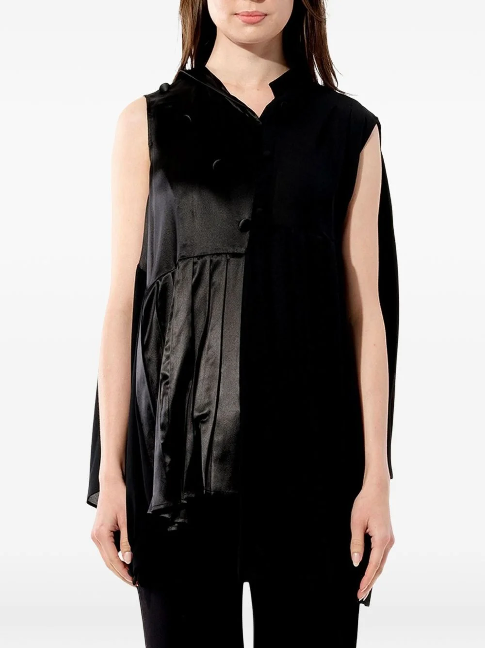 pleated sleeveless blouse - 1