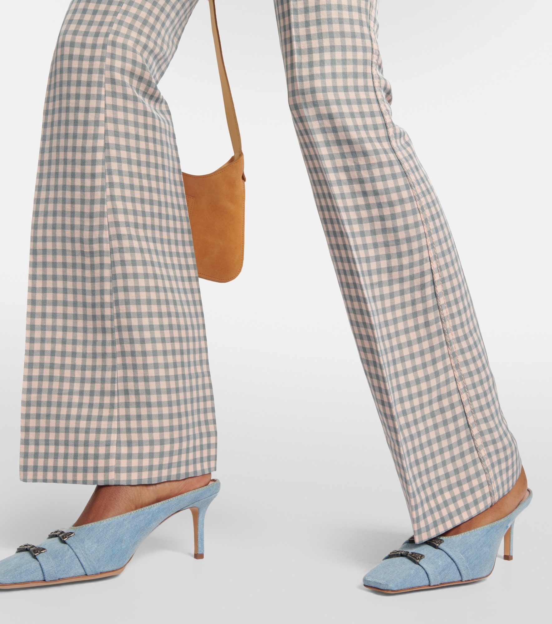 Checked low-rise pants - 5