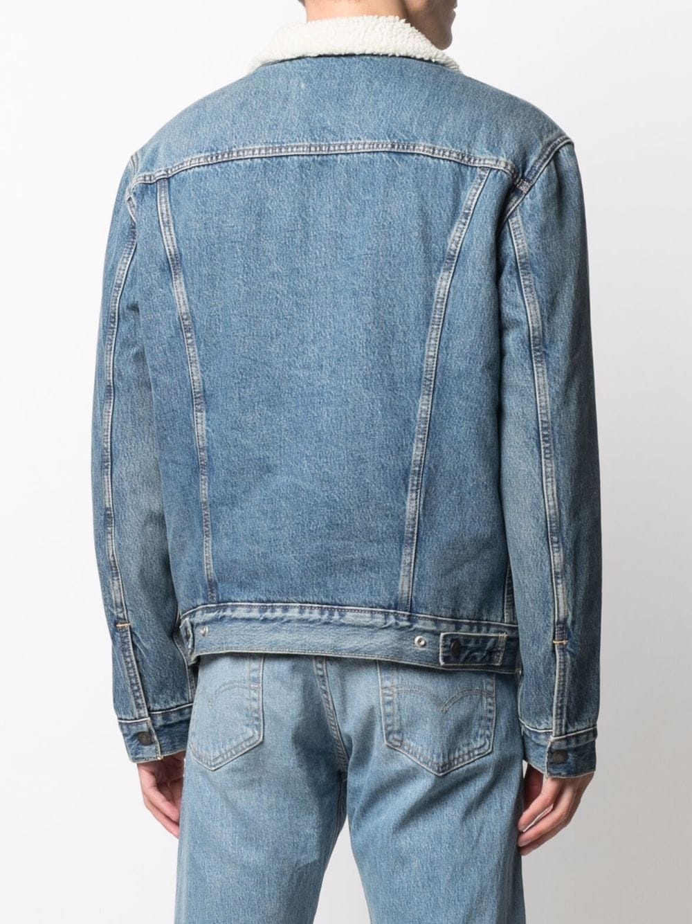 faux shearling-lined denim jacket - 4