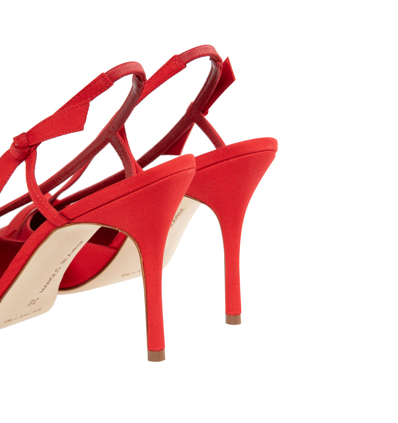 パンプス MANOLO BLAHNIK CORINTIA CREPE DE CHINE SLINGBACKS MANOLO BLAHNIK Corintia 90 bow-embellished silk crepe de