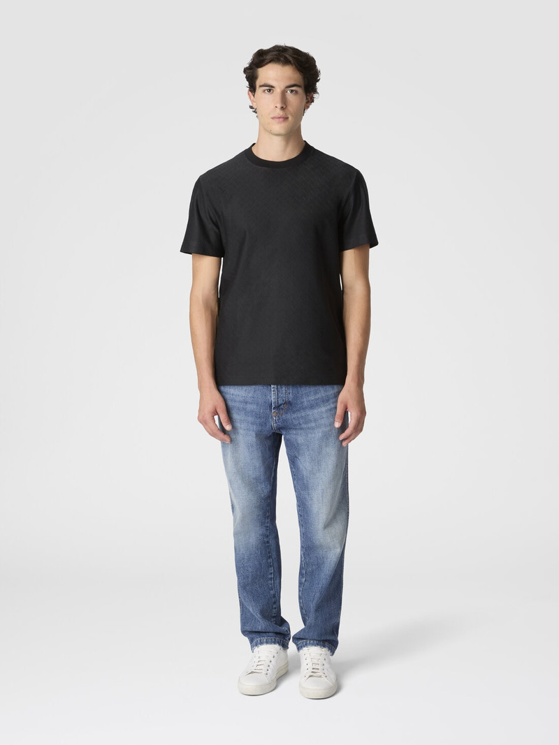 Missoni Tone-on-tone zig zag cotton jersey crewneck T-shirt outlook