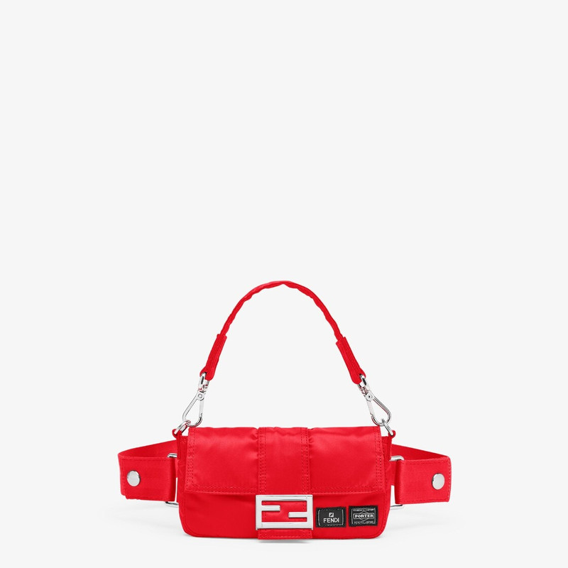 Baguette mini mobile phone pouch made of strong, high performance red Porter® nylon with square flap 1