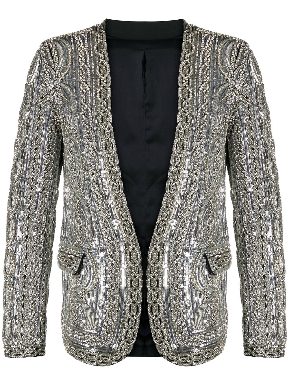 beaded embroidered blazer - 1