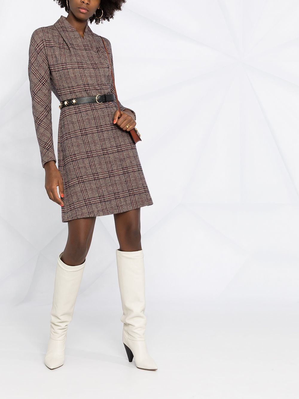 wrap-style plaid dress - 2