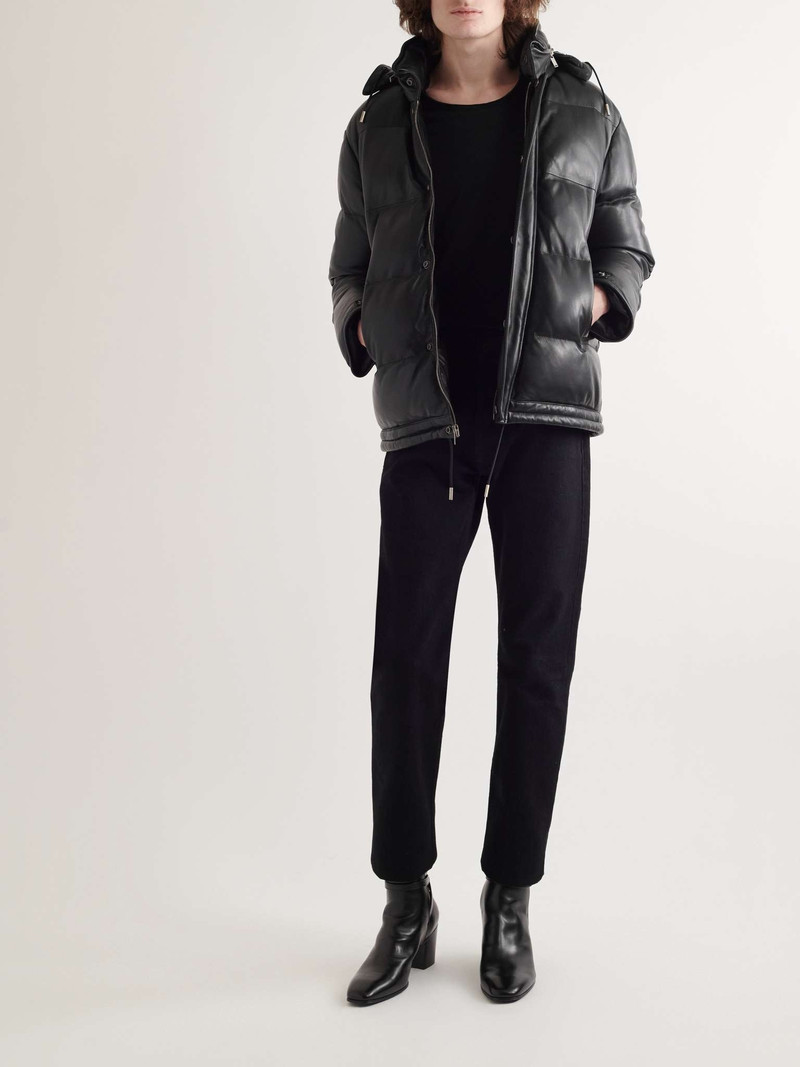 SAINT LAURENT Quilted Leather Hooded Down Jacket outlook