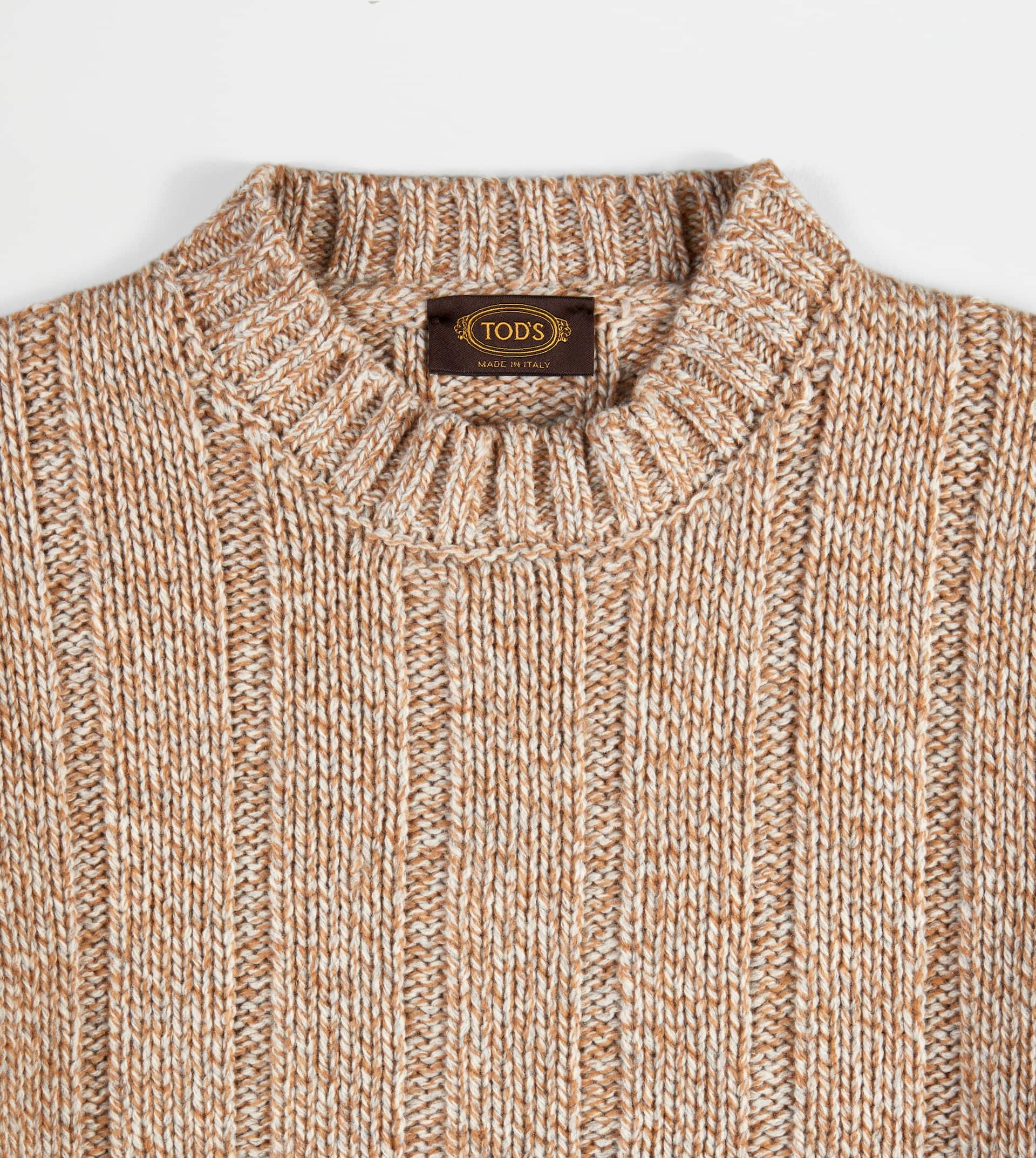 ROUND NECK JUMPER IN WOOL - WHITE, BEIGE - 8