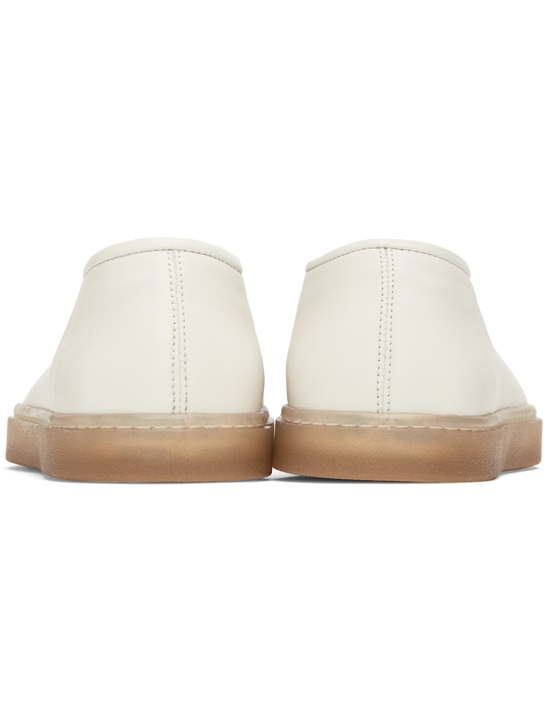 White Linoleum Piped Loafers - 2