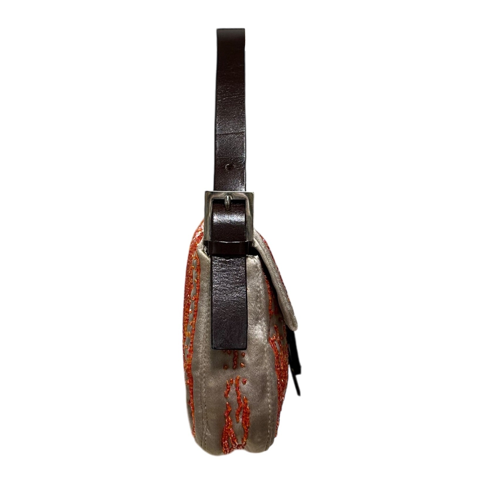 FENDI Fall Winter 1999 Silk Beaded Python Leather Baguette Bag - 3