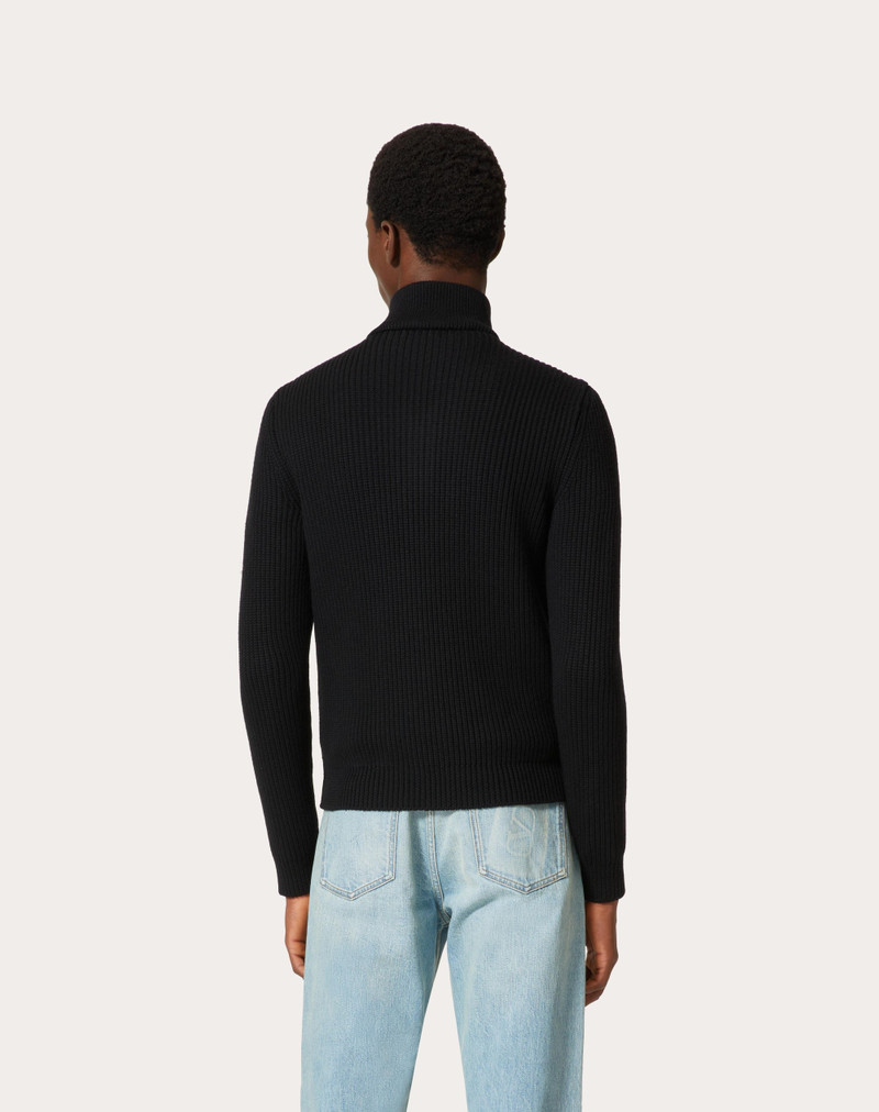 WOOL KNIT JACKET WITH TOILE ICONOGRAPHE NYLON JACQUARD FRONT PANEL 4