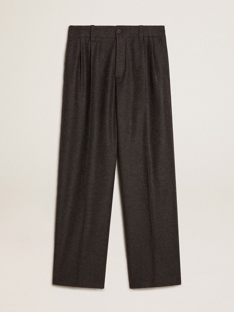 Pants in dark gray wool flannel 1