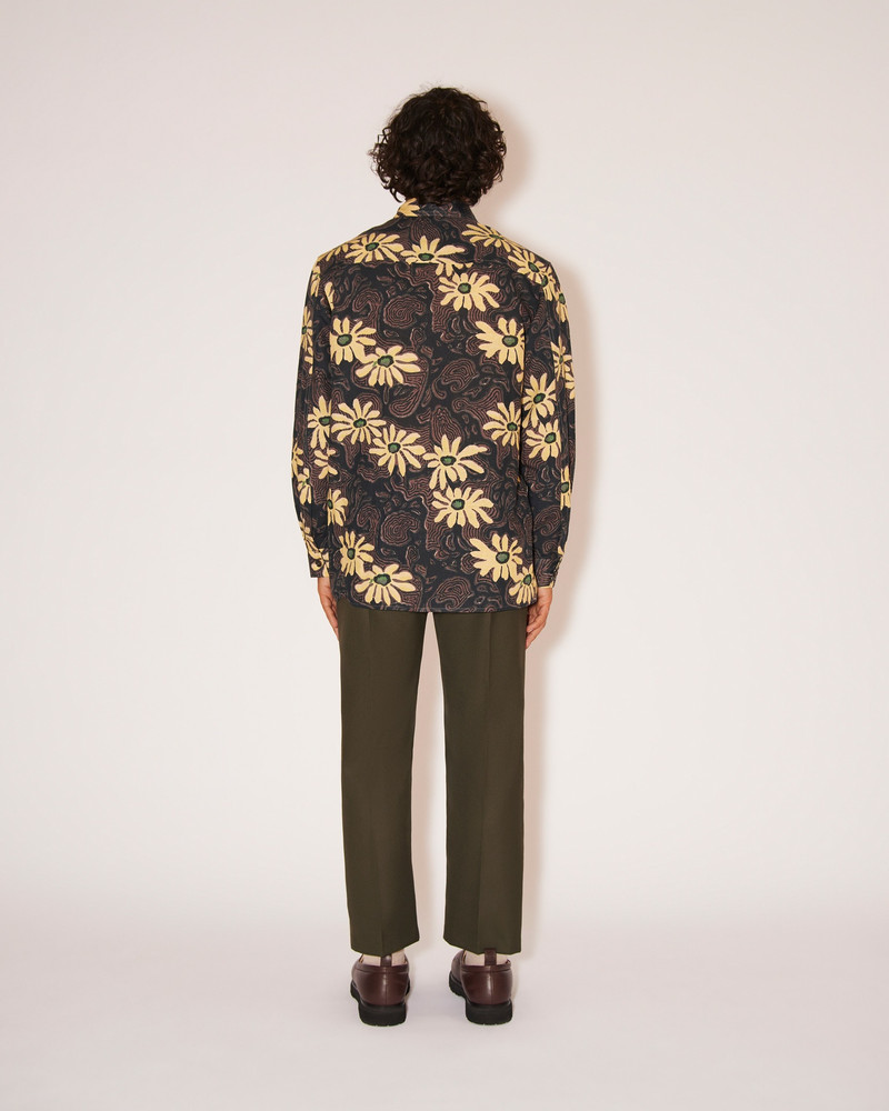 ZANDER - Cotton-linen oversized floral shirt - Black 4