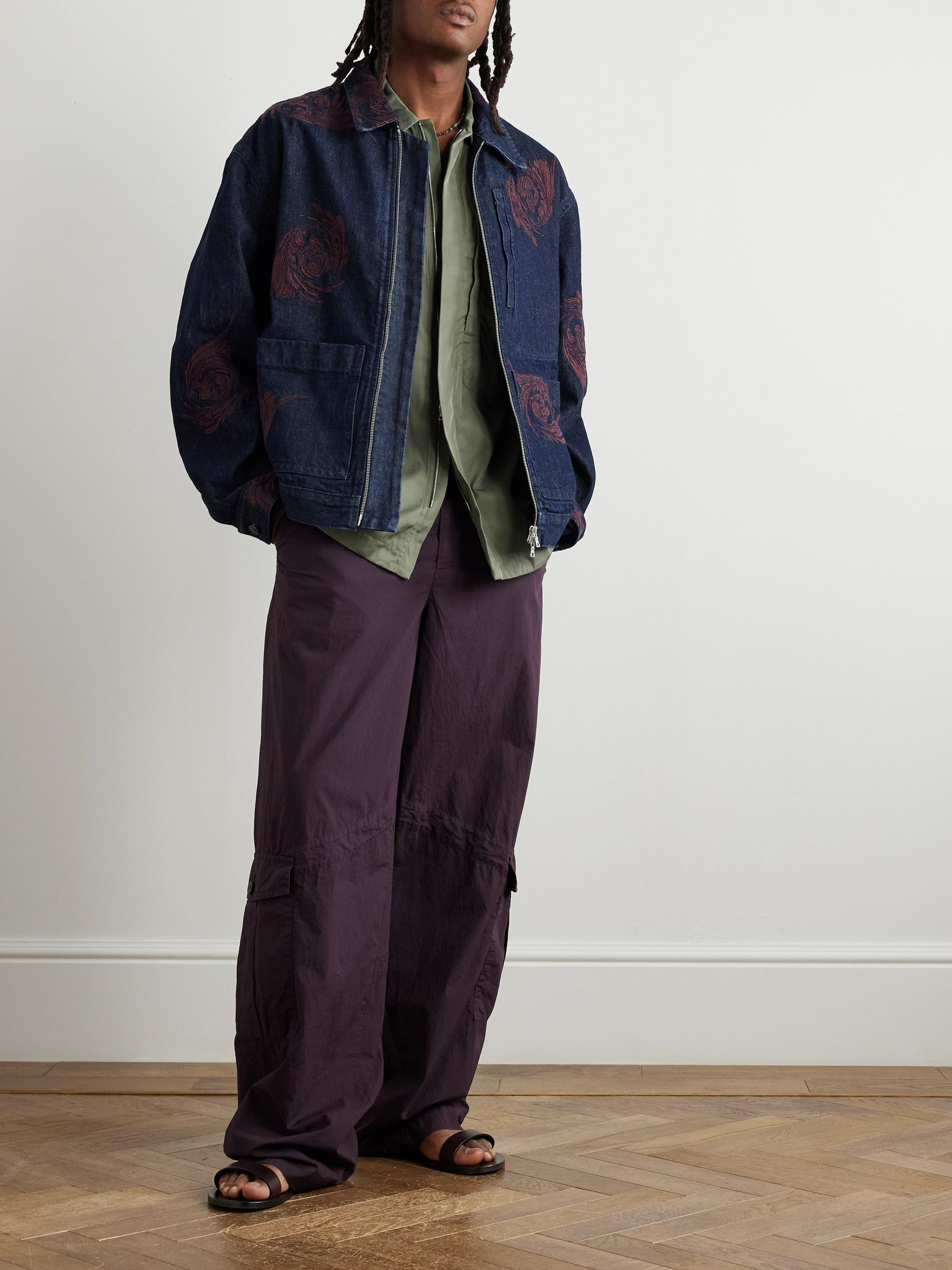 Embroidered Denim Jacket Blue - 2