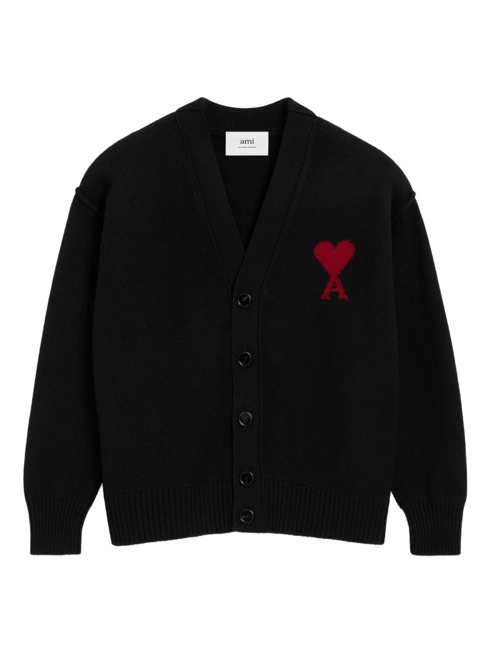 heart-detail wool cardigan - 1