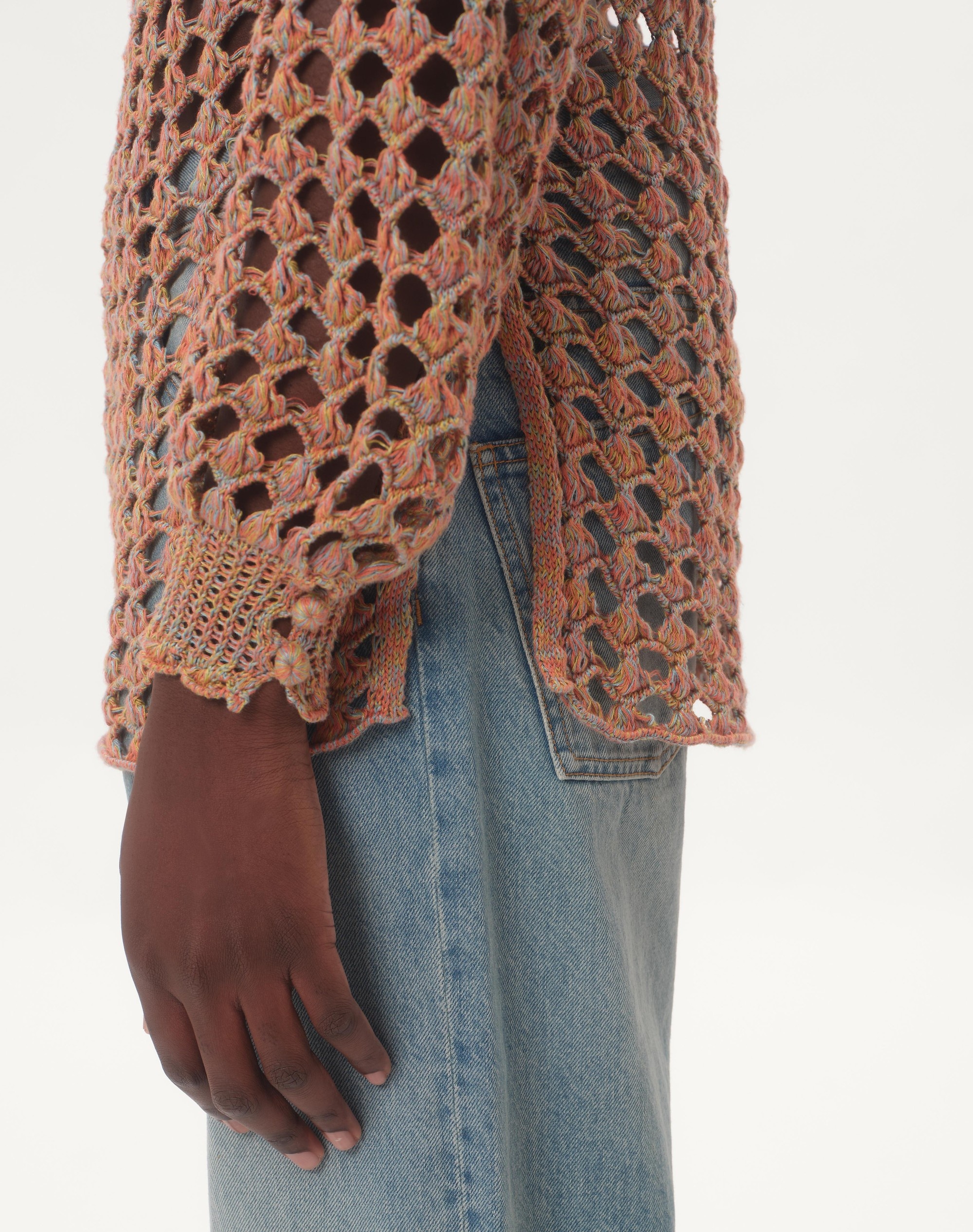 COTTON AND MOULINE LINEN SWEATER - 4