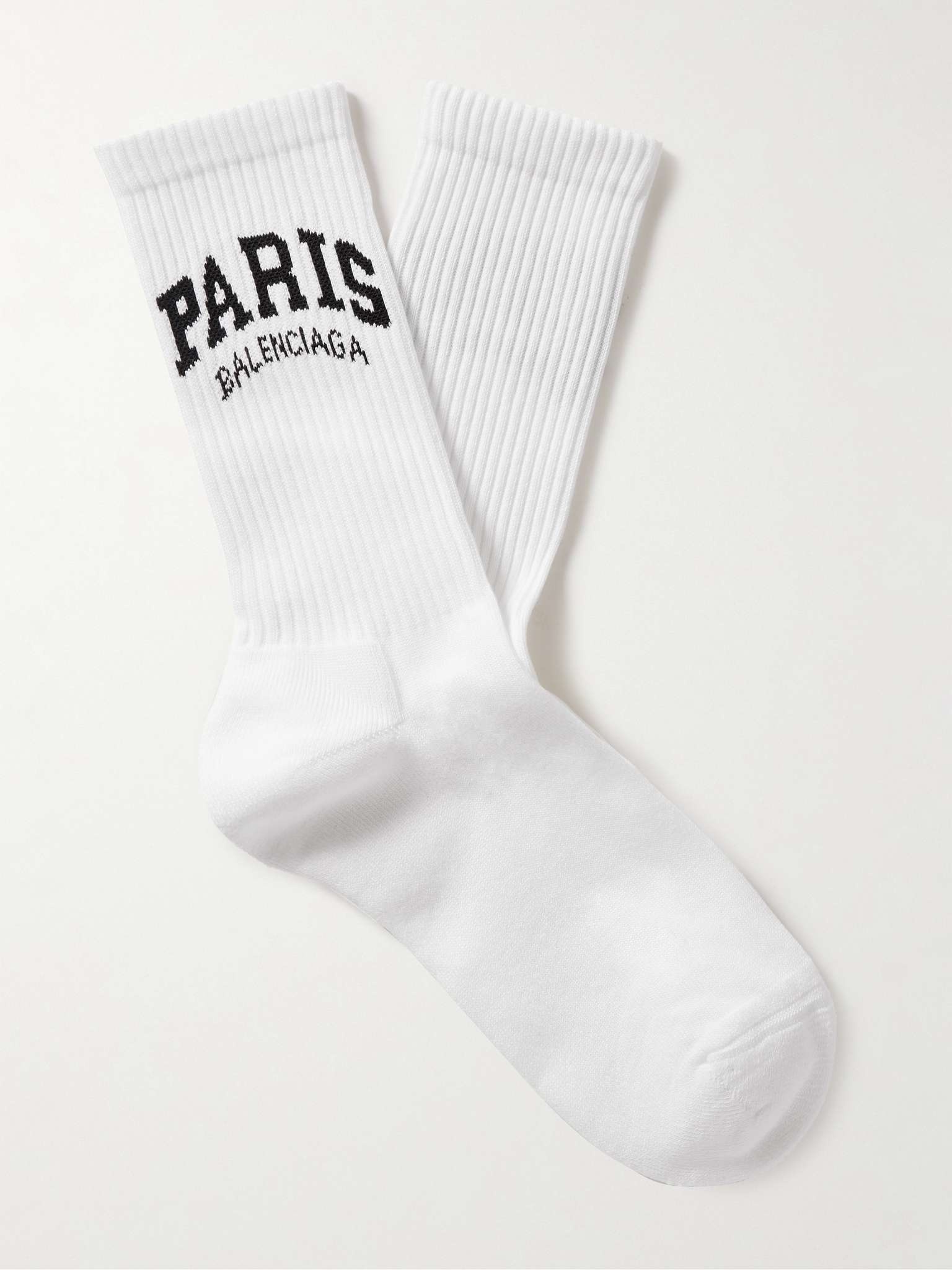 Cities Logo-Jacquard Ribbed Cotton-Blend Socks - 1