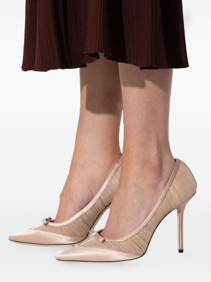 Love bow mesh heeled pumps 5