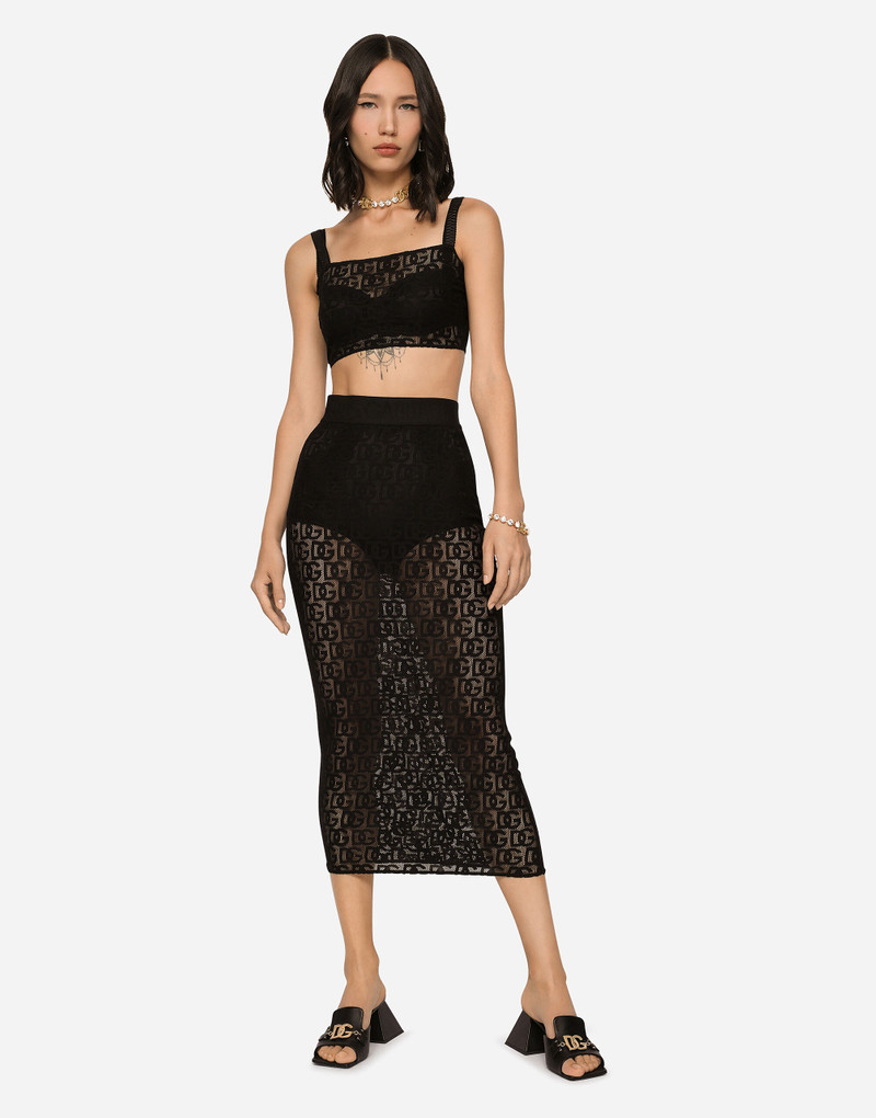 Dolce & Gabbana Tulle calf-length skirt with all-over DG logo outlook