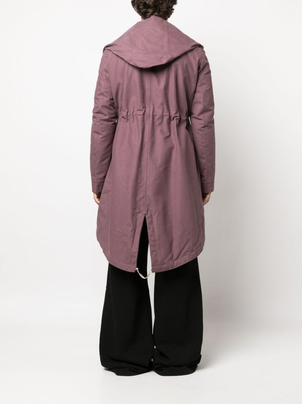 drawstring-waist hooded parka - 4