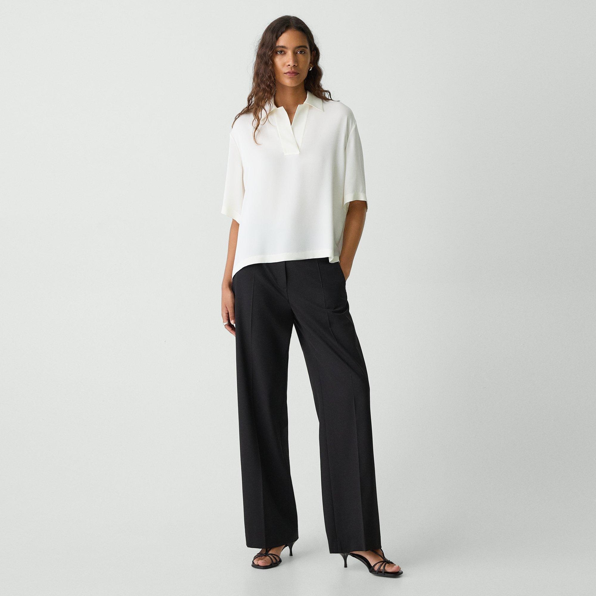Oversized Polo Shirt in Silk Georgette - 6