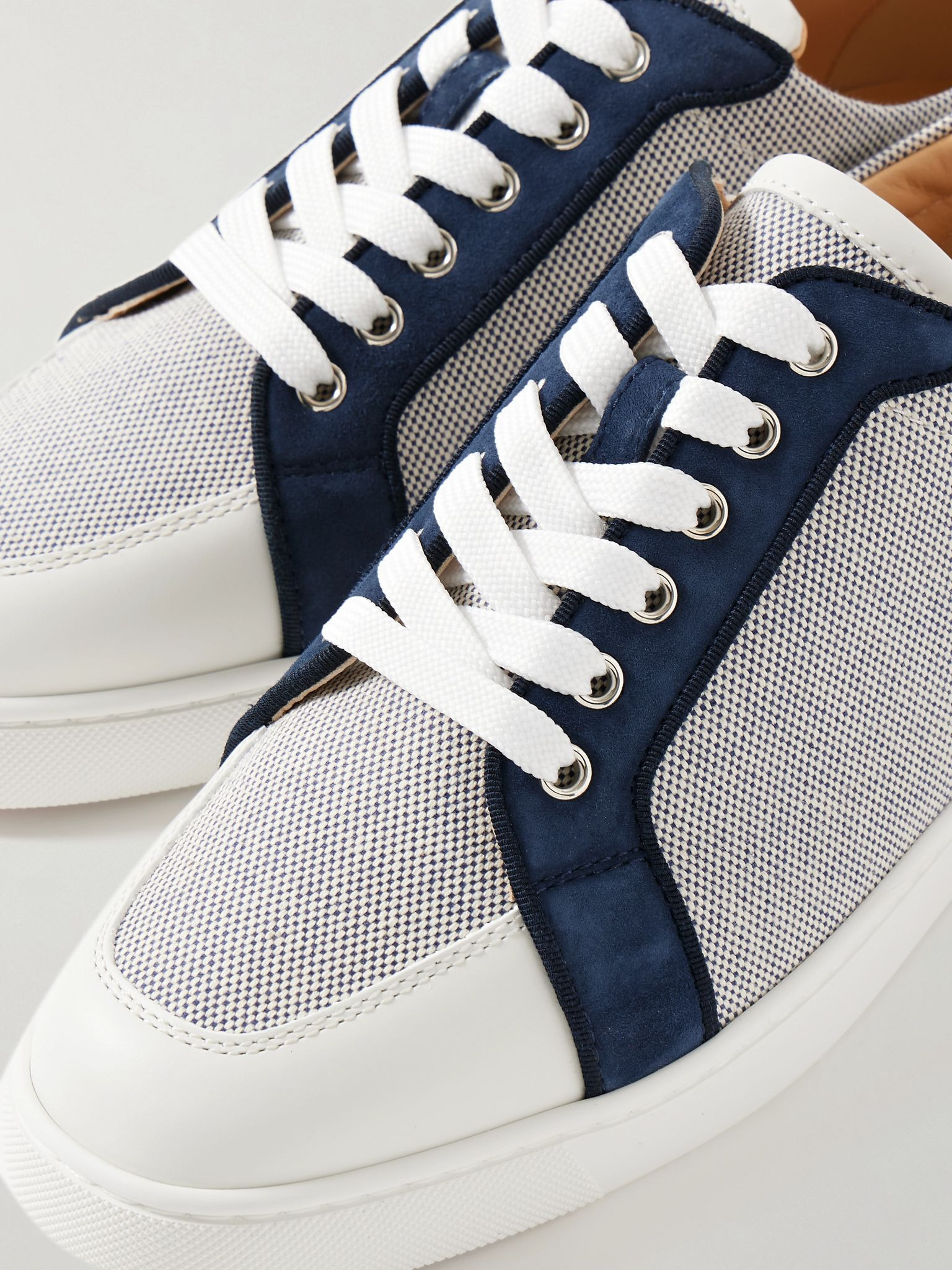 Rantulow Suede and Leather-Trimmed Canvas Sneakers Gray - 5