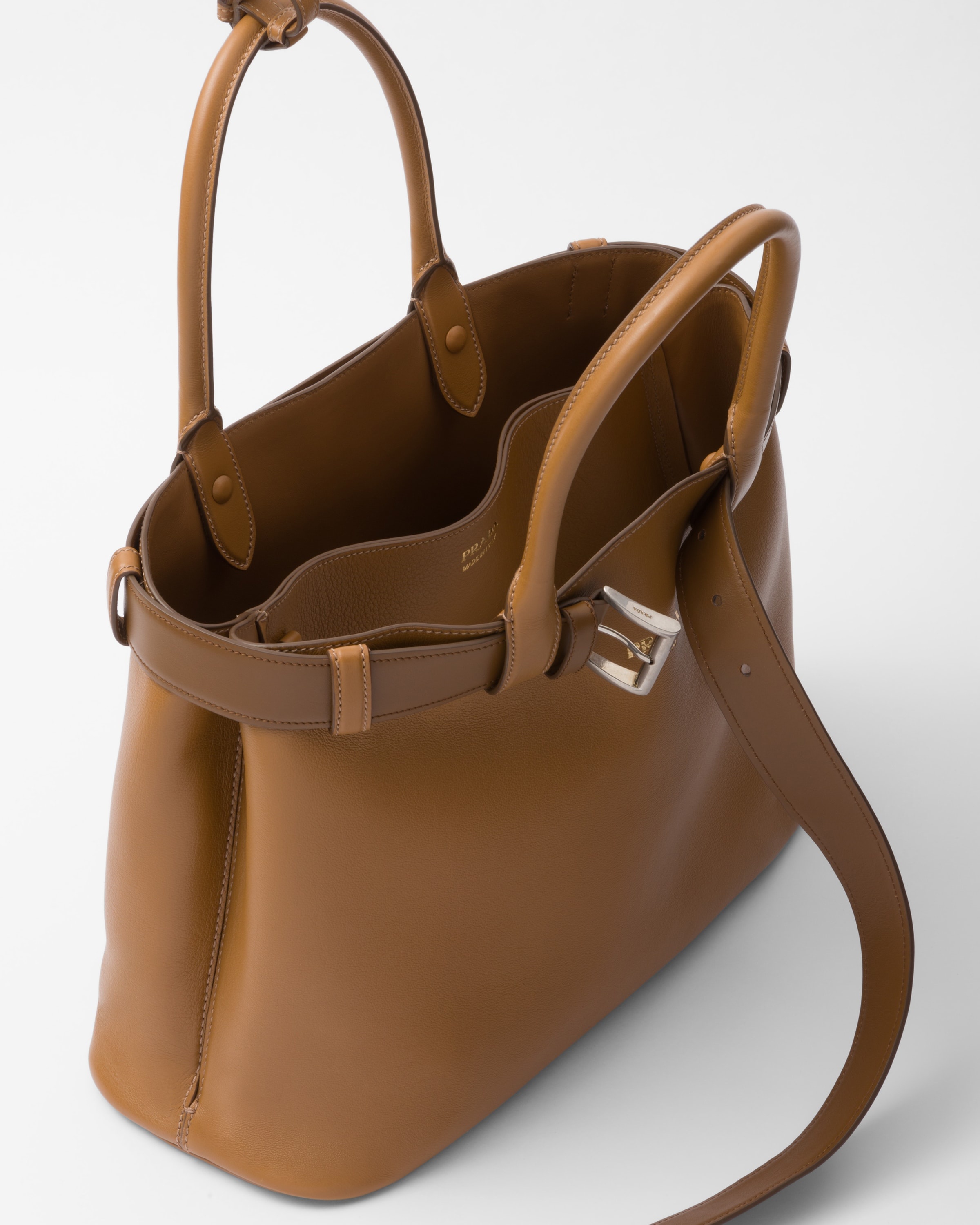 Prada Buckle large leather handbag with belt - 5
