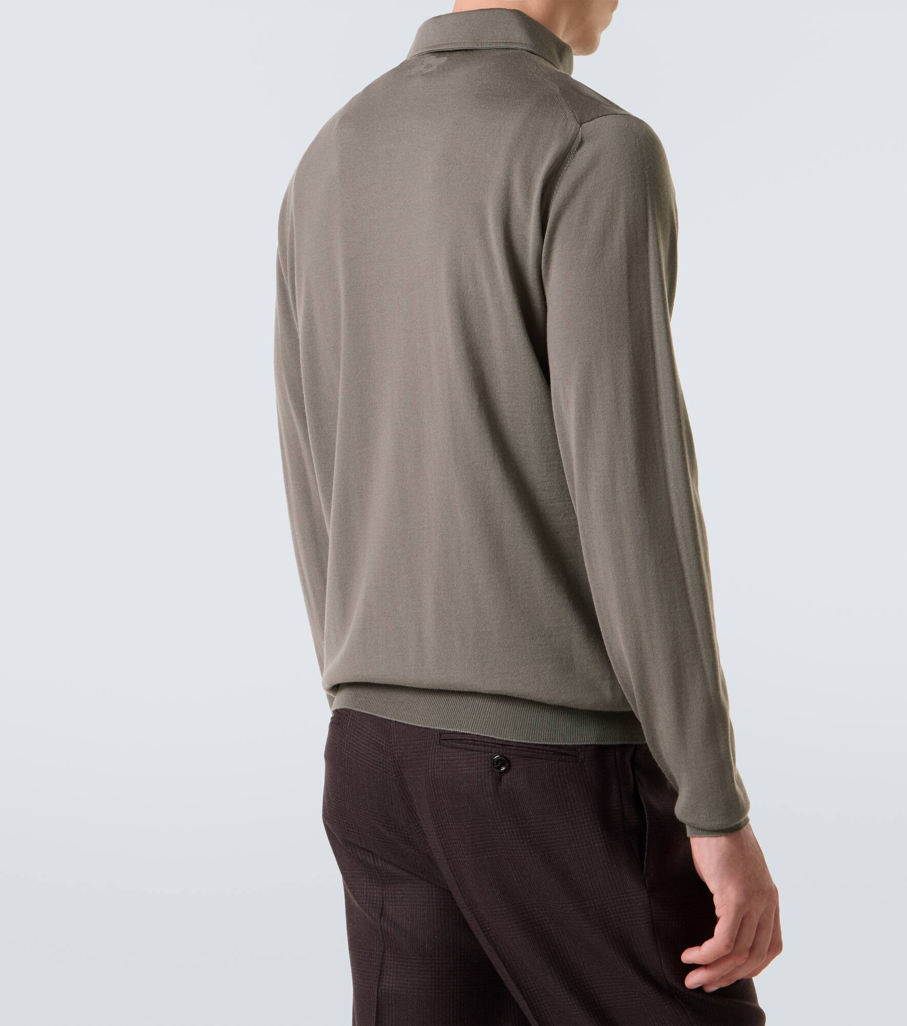 Ribbed-knit virgin wool polo shirt - 4