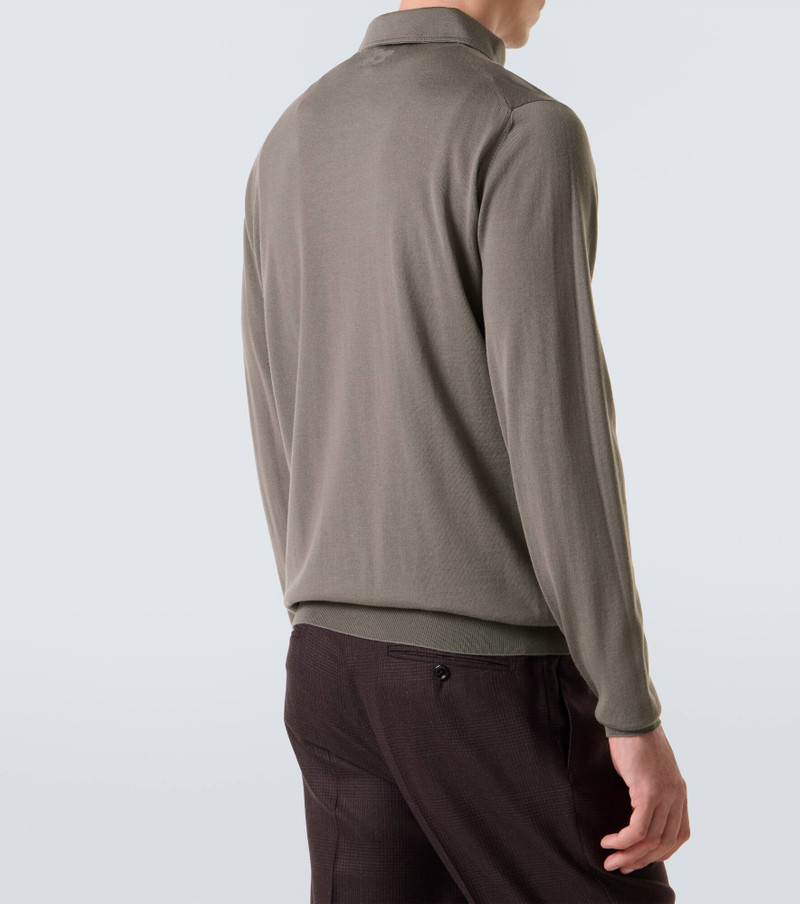 Ribbed-knit virgin wool polo shirt 4