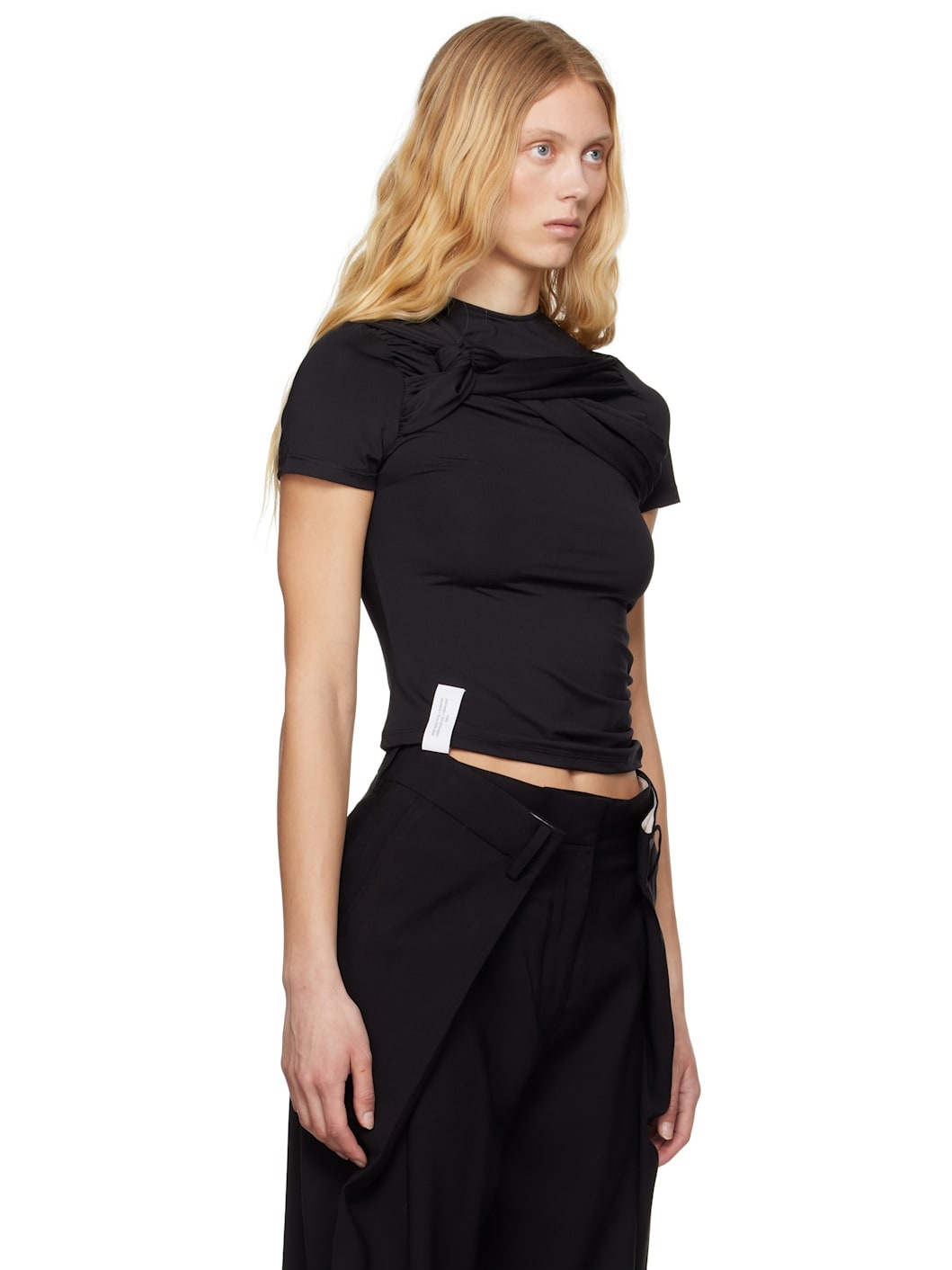 Black Twisted Knot Half Sleeve T-shirt - 2