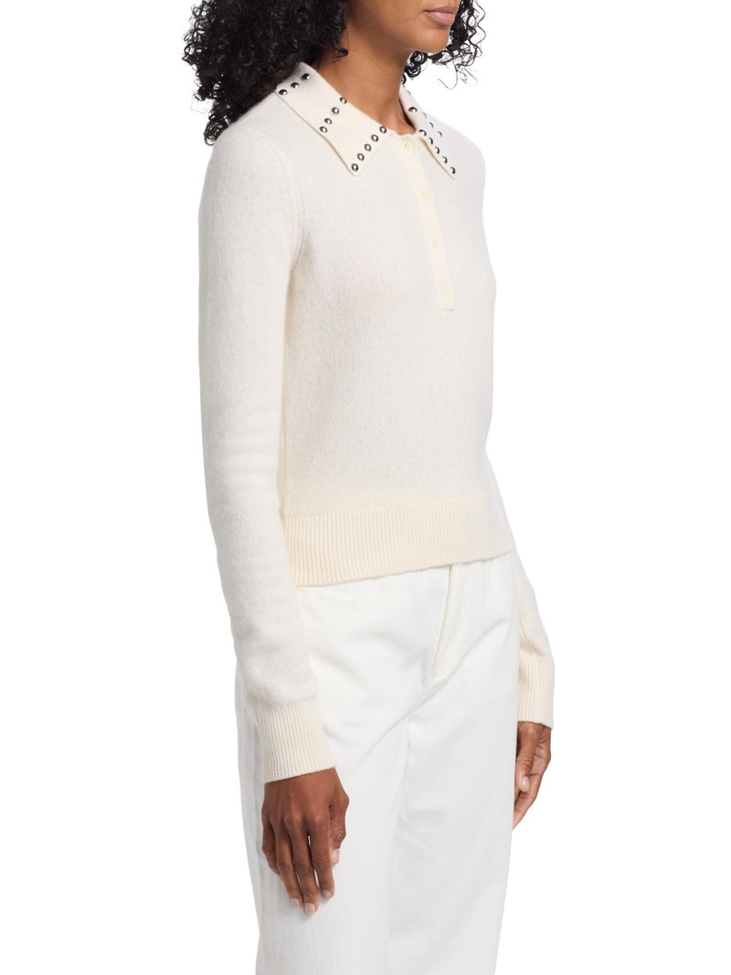 Women's Sancia Studded Collar Wool-Blend Sweater - Ivory Snow White 4