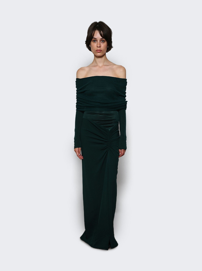 CHRISTOPHER ESBER Sonora Veiled Ruched Dress Evergreen outlook