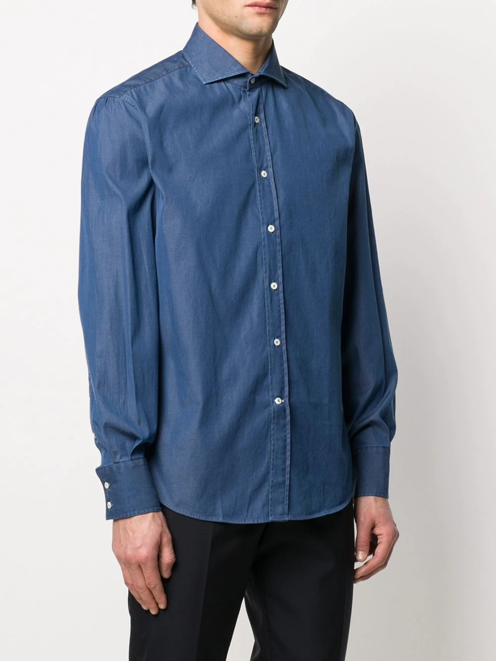 spread-collar chambray shirt - 3