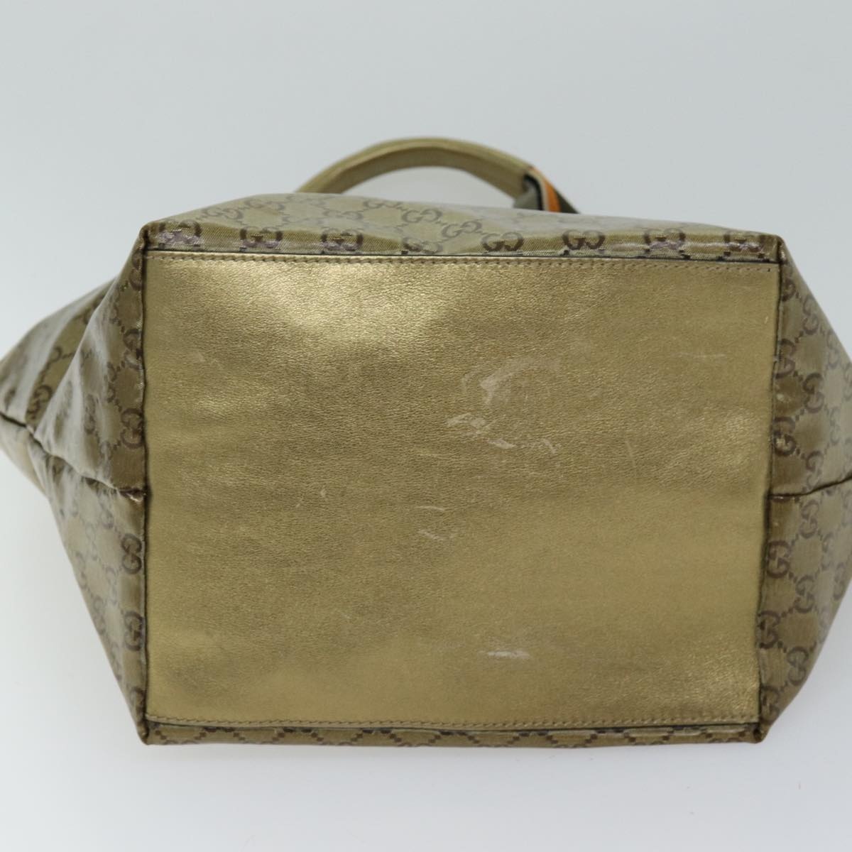 GUCCI GG Crystal Tote Bag Gold Gray Brown - 5