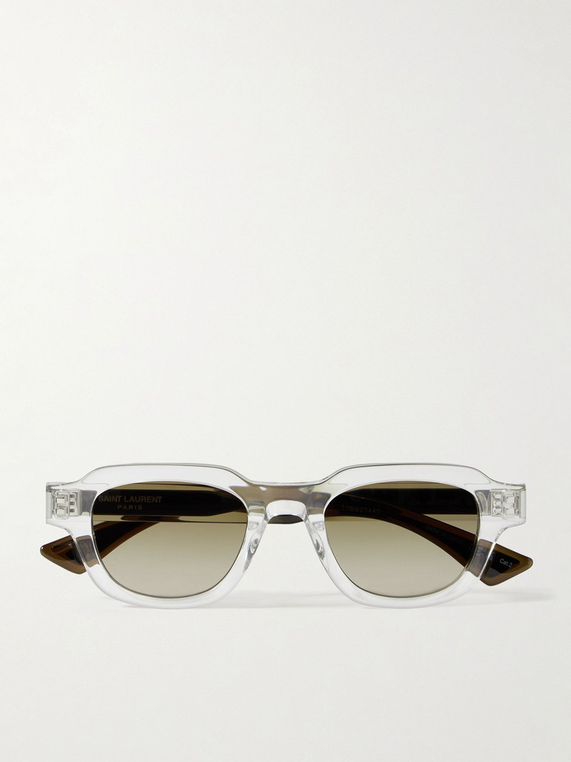 D-frame acetate and silver-tone sunglasses Clear 1