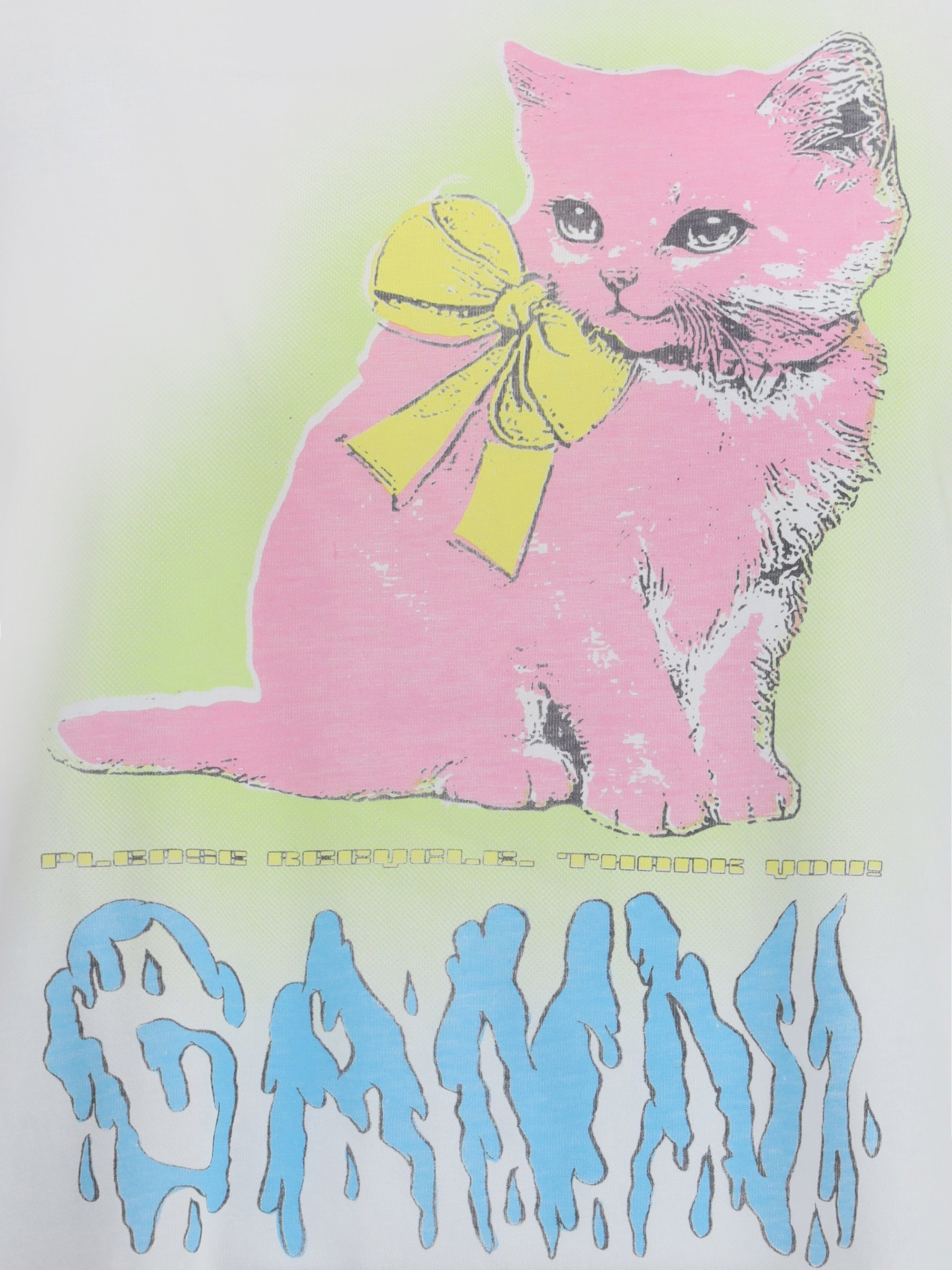 Ganni Women Basic Cotton Jersey Neon Kitty T-Shirt - 3