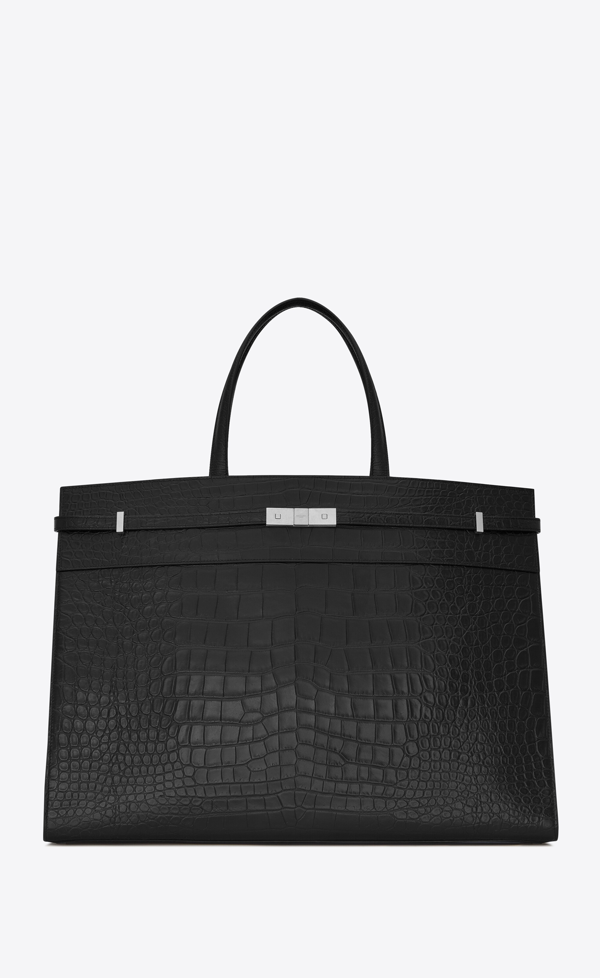 large manhattan shopping bag in mat crocodile-embossed leather - 1