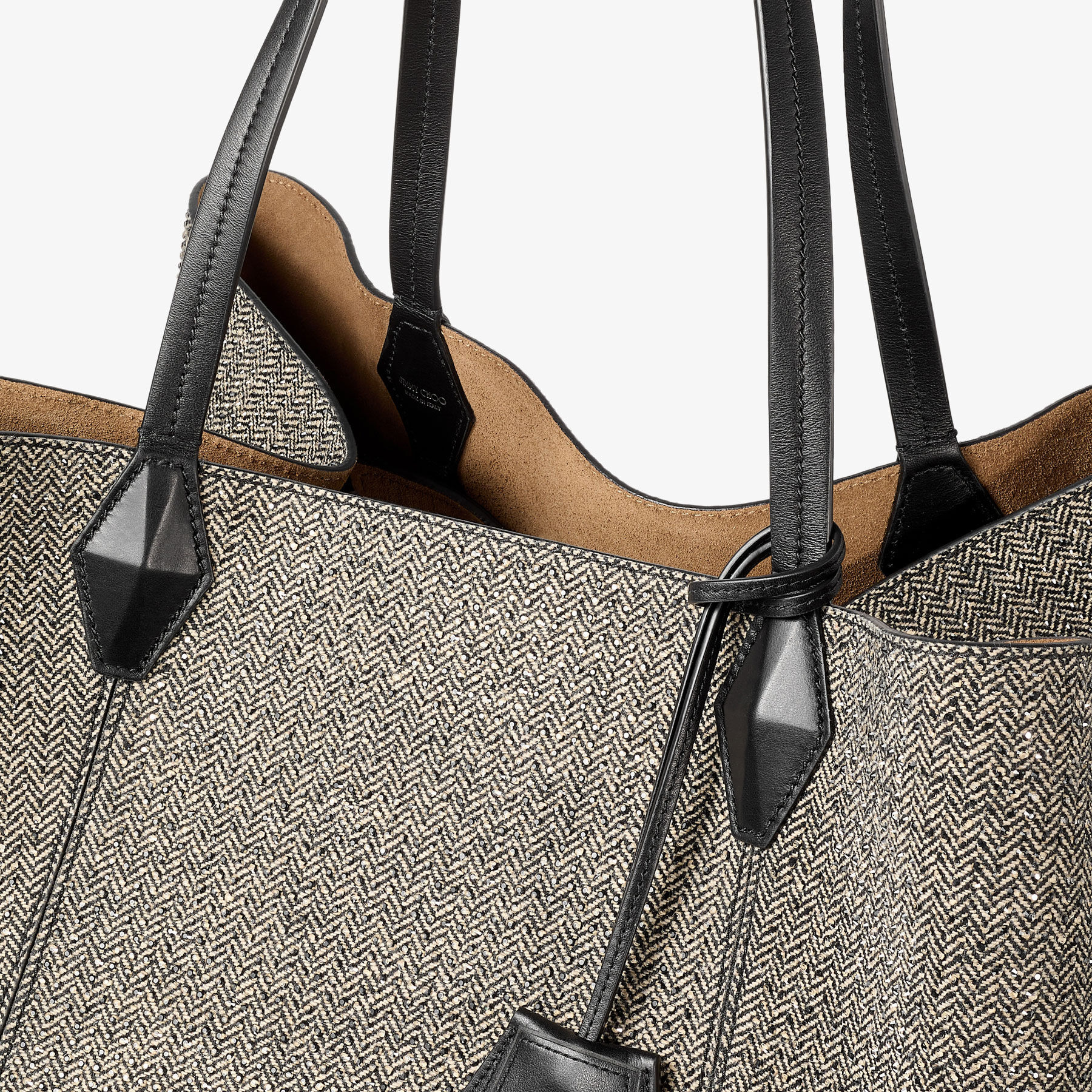 Diamond Tote M
Black Crystal Herringbone Fabric Tote Bag - 4