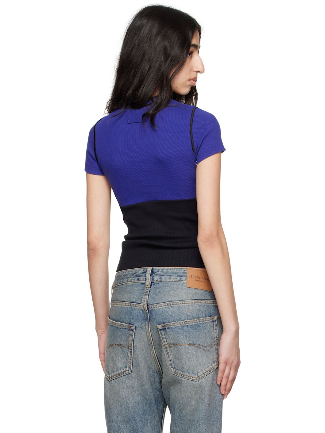 Blue & Black 'The Color-Block' T-shirt - 3