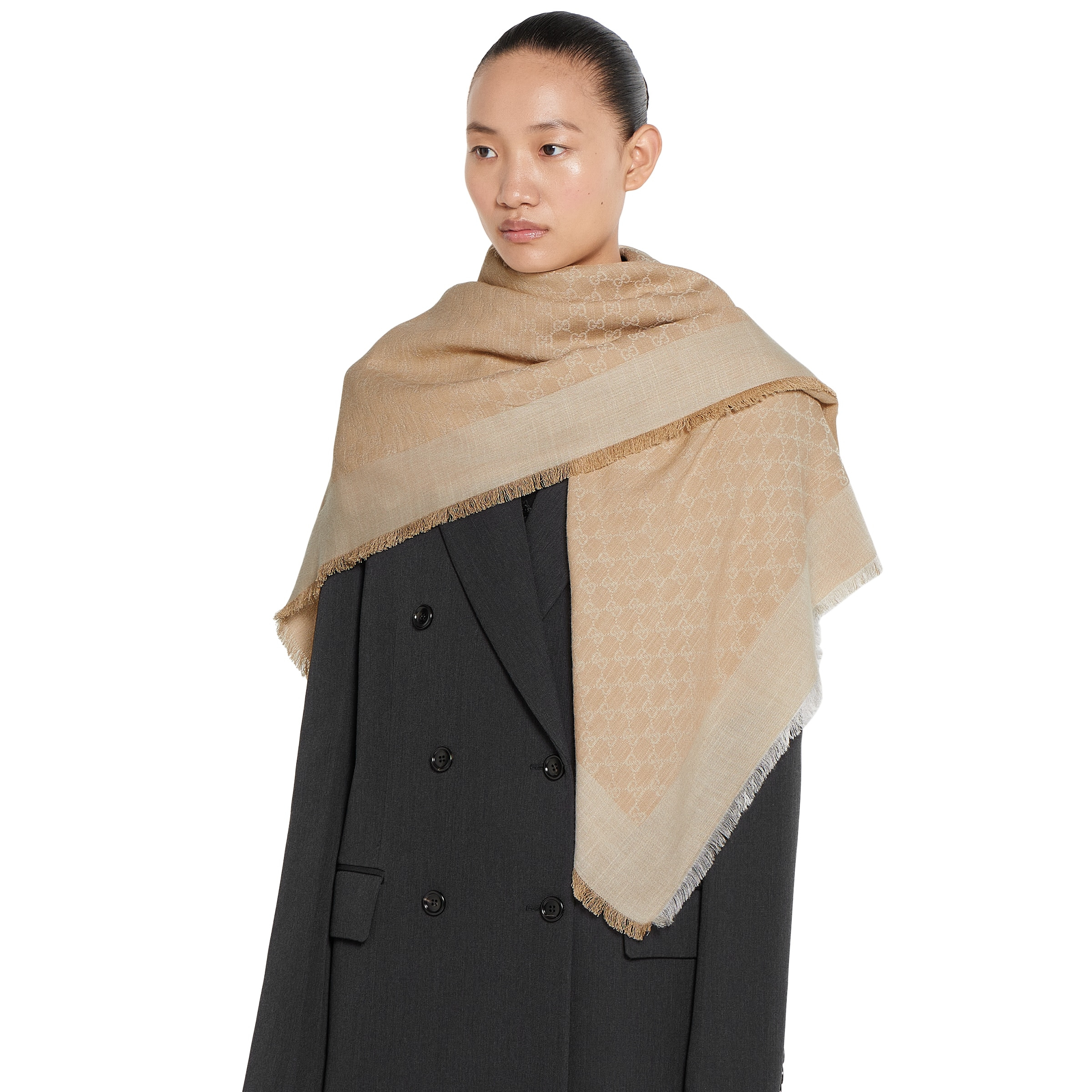 GG denim-effect shawl - 4
