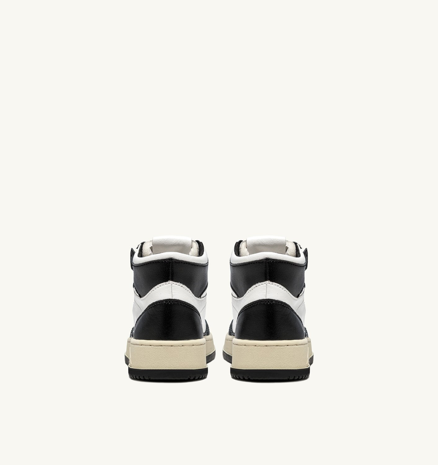 MEDALIST MID BICOLOR SNEAKERS IN WHITE AND BLACK LEATHER - 3
